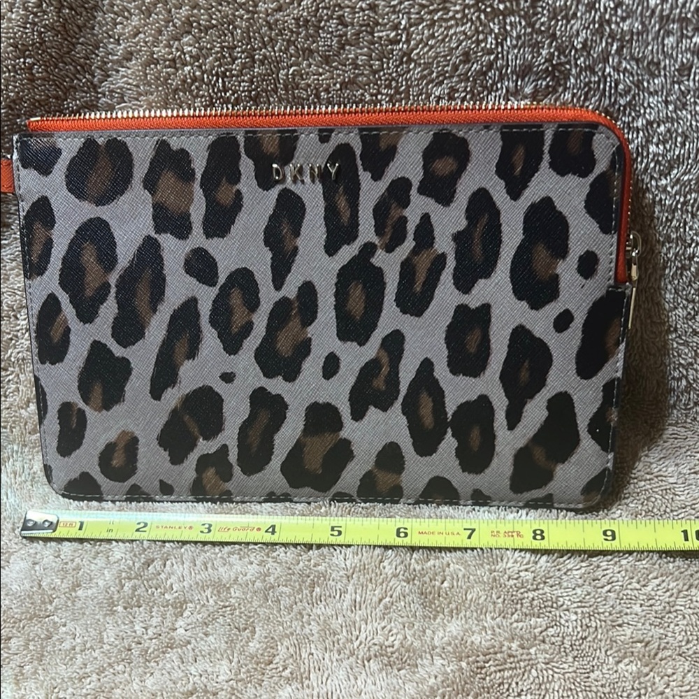 DKNY Brown and Orange Tablet Case with Leopard Print